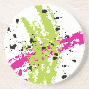 Pink Green Paint Splash Ink Splotch Drop Untersetz Sandstein Untersetzer