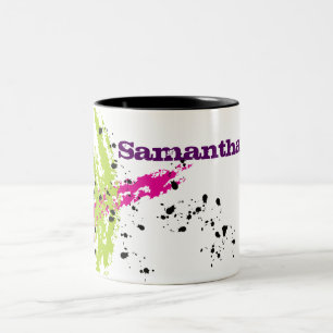 Pink Green Paint Splash Ink Splotch Tasse Cup
