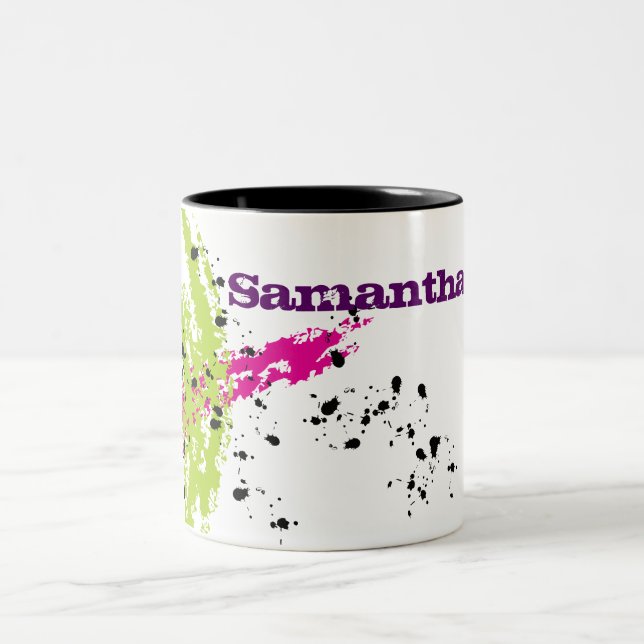 Pink Green Paint Splash Ink Splotch Tasse Cup (Mittel)