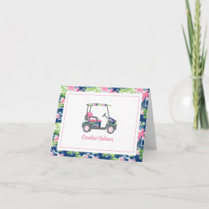 Pink & Green Palm Beach Golf Cart Personalisiert Dankeskarte