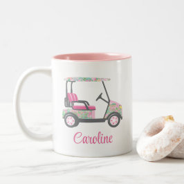 Pink & Green Palm Beach Golf Cart Personalisiert Zweifarbige Tasse