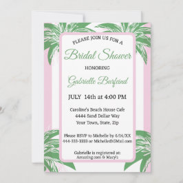 Pink & Green Palm Bridal Shower Tropical Einladung