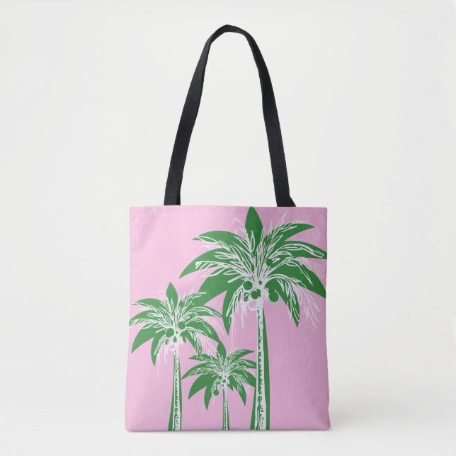 Pink Green Palm Tree Preppy Girly Beach (Vorderseite)