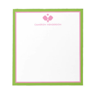 Pink Green Personalisiert Name Fun Pickleball Notizblock
