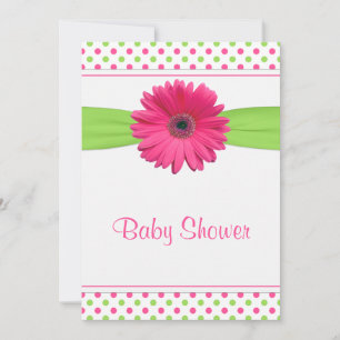 Pink Green Polka Dot Baby Dusche Einladung