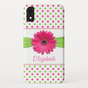 Pink Green Polka Dot Gerbera Daisy Case-Mate iPhone Hülle
