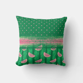 Pink Green Polka Dot Watermelon Kissen