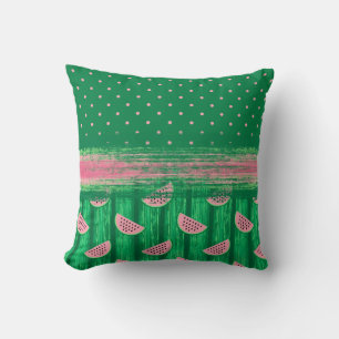 Pink Green Polka Dot Watermelon Kissen