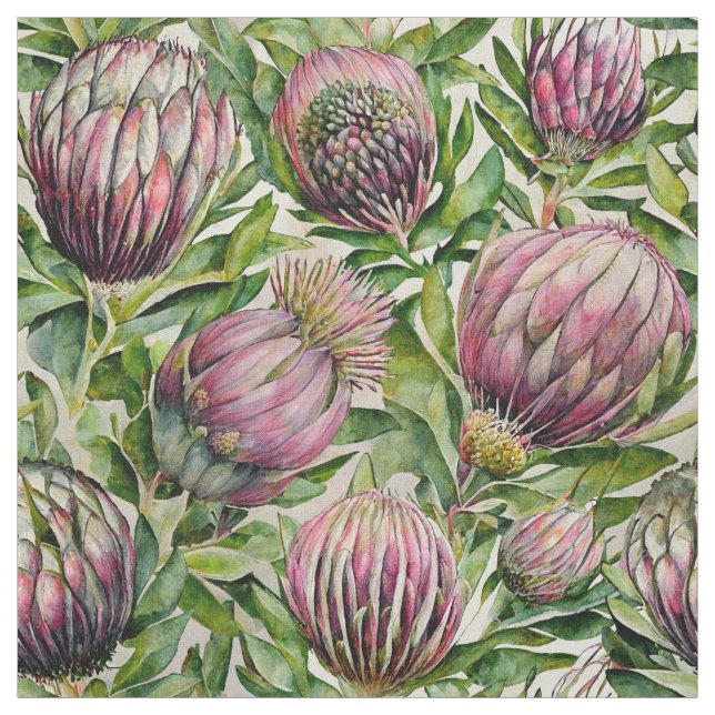 Pink & Green Protea Blume Muster Stoff (Muster)