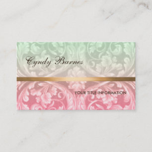 Pink Green Renaissance Damask Business Card Visitenkarte