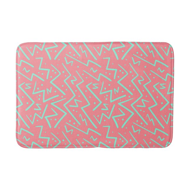 Pink & Green Retro Psychedelic Design Badematte (Vorderseite)