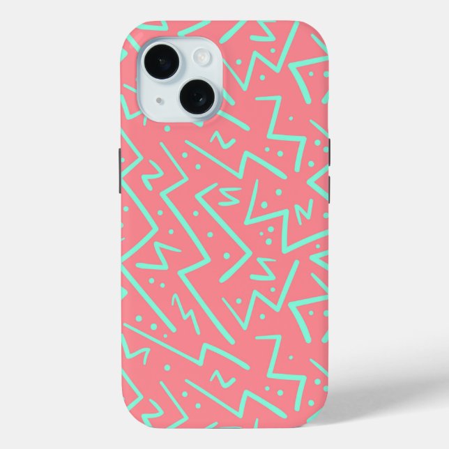 Pink & Green Retro Psychedelic Design Case-Mate iPhone Hülle (Rückseite)