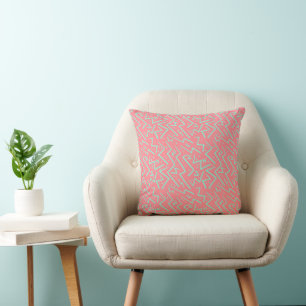 Pink & Green Retro Psychedelic Design Kissen