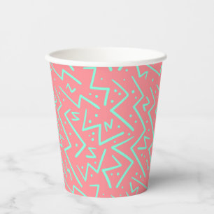 Pink & Green Retro Psychedelic Design Pappbecher