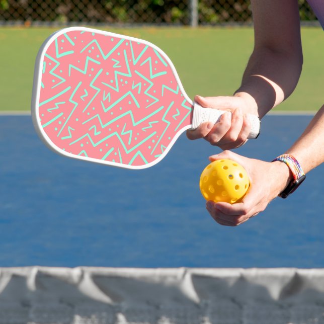 Pink & Green Retro Psychedelic Design Pickleball Schläger (InSitu)