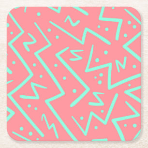 Pink & Green Retro Psychedelic Design Rechteckiger Pappuntersetzer