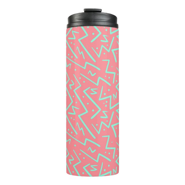 Pink & Green Retro Psychedelic Design Thermosbecher (Vorderseite)