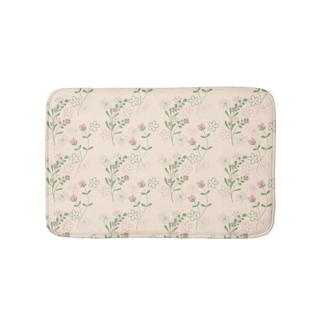 Pink Green Retro Y2K 70er Blume Muster Badematte (Vorderseite)