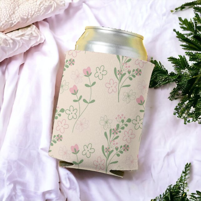 Pink Green Retro Y2K 70er Blume Muster Dosenkühler (Zazzle Pink Green Retro Y2K 70s Flower Pattern Can Cooler)