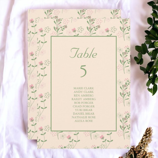 Pink Green Retro Y2K 70er Blume Muster Einladung (Zazzle Pink Green Retro Y2K 70s Flower Pattern Table Number)