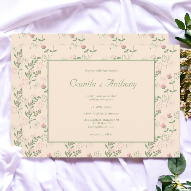 Pink Green Retro Y2K 70er Blume Muster Einladung (Zazzle Pink Green Retro Y2K 70s Flower Pattern Invitation)