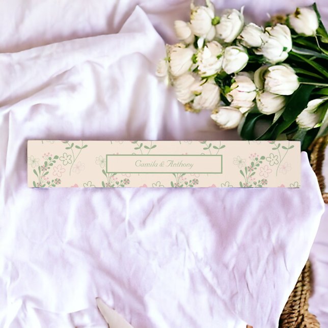 Pink Green Retro Y2K 70er Blume Muster Einladungsbanderole (Zazzle Pink Green Retro Y2K 70s Flower Pattern Invitation Belly Band)