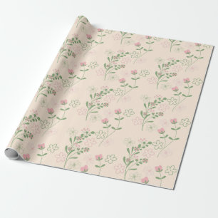 Pink Green Retro Y2K 70er Blume Muster Geschenkpapier