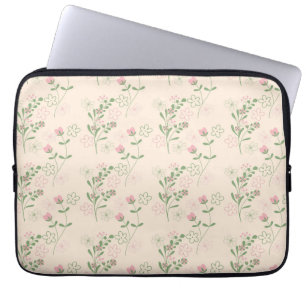 Pink Green Retro Y2K 70er Blume Muster Laptopschutzhülle