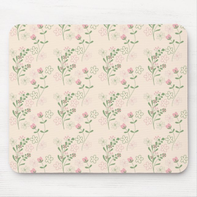 Pink Green Retro Y2K 70er Blume Muster Mousepad (Vorne)