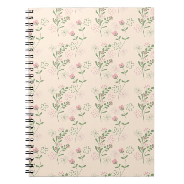 Pink Green Retro Y2K 70er Blume Muster Notizblock (Vorderseite)