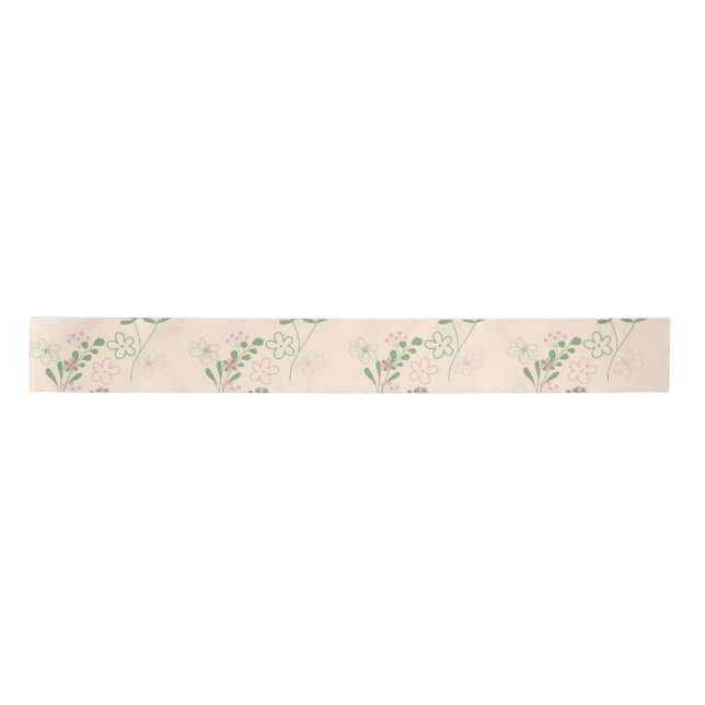 Pink Green Retro Y2K 70er Blume Muster Satinband (Vorderseite)