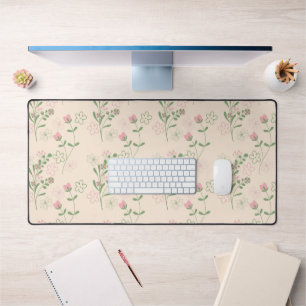 Pink Green Retro Y2K 70er Blume Muster Schreibtischunterlage