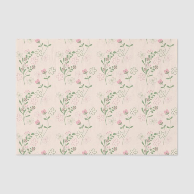 Pink Green Retro Y2K 70er Blume Muster Seidenpapier (Vorderseite)