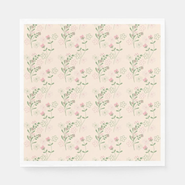 Pink Green Retro Y2K 70er Blume Muster Serviette (Vorderseite)
