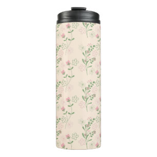 Pink Green Retro Y2K 70er Blume Muster Thermosbecher