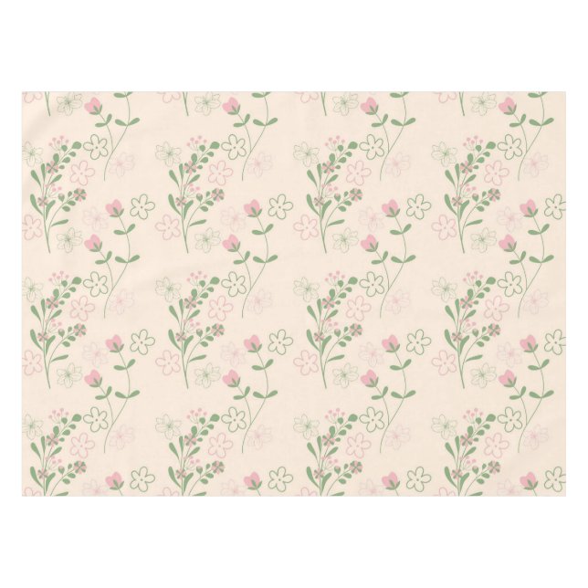 Pink Green Retro Y2K 70er Blume Muster Tischdecke (Vorderseite (Horizontal))