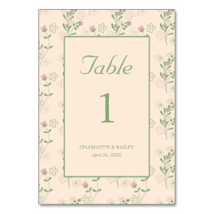 Pink Green Retro Y2K 70er Blume Muster Tischnummer