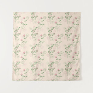 Pink Green Retro Y2K 70er Blume Muster Wandteppich