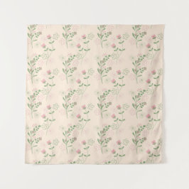 Pink Green Retro Y2K 70er Blume Muster Wandteppich