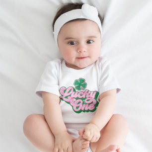 Pink Green St. Patrick's Day Lucky One Baby Baby Strampler