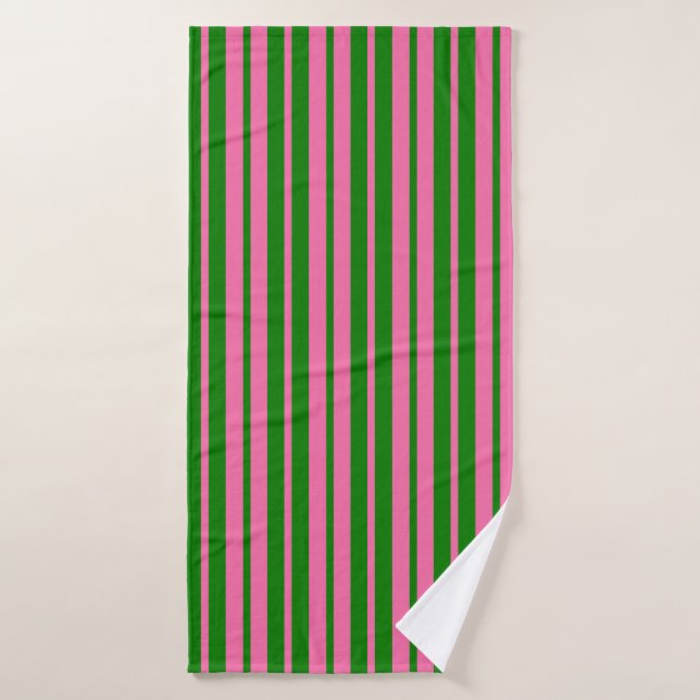 Pink Green Stylish Stripes Pattern Design  Badehandtuch (Badehandtuch)