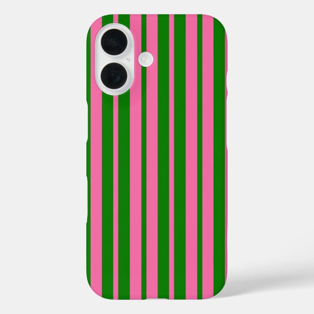 Pink Green Stylish Stripes Pattern Design  Case-Mate iPhone Hülle (Rückseite)