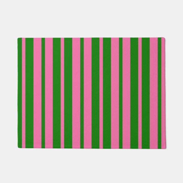 Pink Green Stylish Stripes Pattern Design  Fußmatte (Vorderseite)