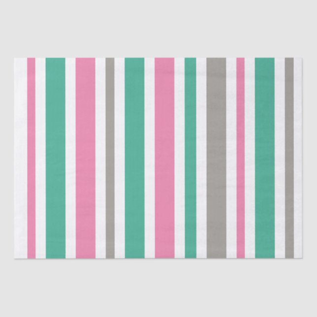 Pink Green Taupe Stripe Seidenpapier (Vorderseite)