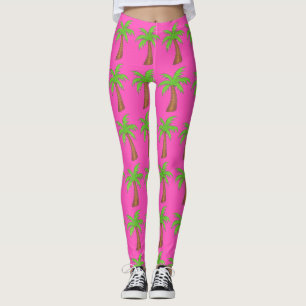 Pink Green Tropical Island Palm Trees Legende Leggings