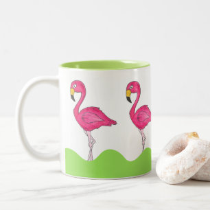 Pink Green Tropical Pink Flamingo Flamingos Tasse