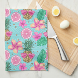 PINK & GREEN TROPICAL SOMMER BEACH THEMA GESCHIRRTUCH