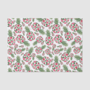 Pink Green Watercolor Blumenmuster Muster Seidenpapier
