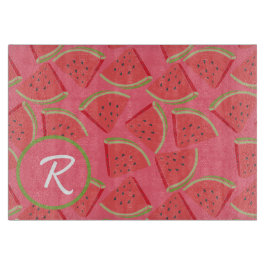 Pink &Green Watermelon Monogram Schneidebrett
