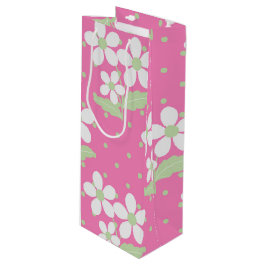 PINK GREEN WHITE DAISY BLUME GESCHENKTÜTE FÜR WEINFLASCHEN